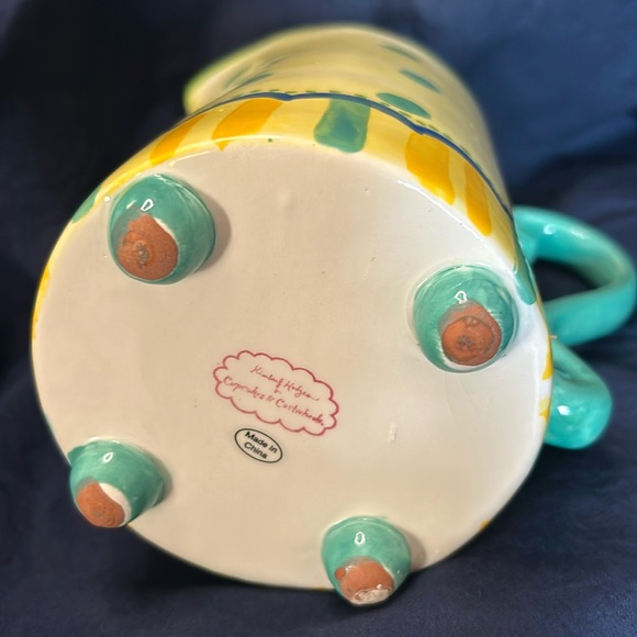 Footed Ceramic Pitcher Vase Kimberly Hodges Cupcakes and Cartwheels 7” - Picture 2 of 5